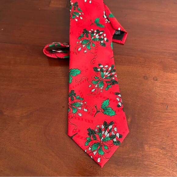 Hallmark Tie Red Green Christmas Xmas Yuoe Tide Greetings Holiday Festive Mens - Picture 2 of 8
